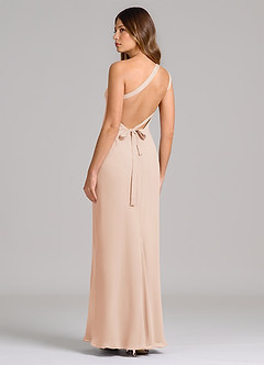 Azazie Monroe Bridesmaid Dresses English Rose Sheath One Shoulder Chiffon Dress image2