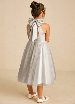 Azazie Dora Flower Girl Dresses Frost A-Line Bow Tulle Dress image1
