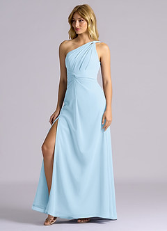 Azazie Isabelle Final Sale Sky Blue A-Line One Shoulder Chiffon Convertible Dress image4