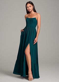 Azazie Kailee Bridesmaid Dresses Pine A-Line with Pockets Chiffon Dress image4