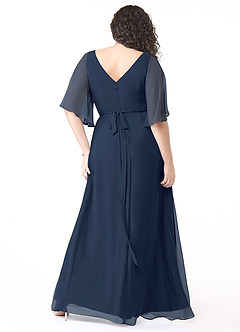Azazie Cierra Bridesmaid Dresses Dark Navy A-Line V-Neck Chiffon Dress image10