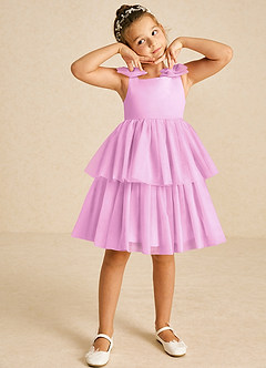 Azazie Vanellope Flower Girl Dresses Candy Pink A-Line Bow Tulle Dress image3