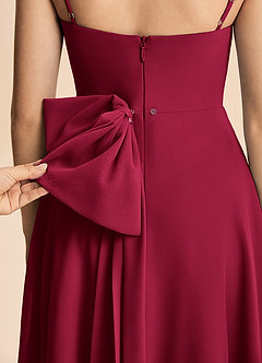 Azazie Bear Junior Burgundy A-Line Pleated Chiffon Dress image6