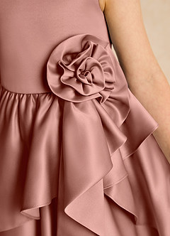 Azazie Hermia Flower Girl Dresses Cedar Rose A-Line Sleeveless Matte Satin Dress image6