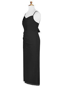 Azazie Mai Junior Black Sheath Pleated Chiffon Dress image9