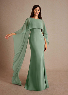 Azazie Milfred Mère de la mariée Robes Robe Fourreau en Satin extensible Col de bateau Matcha image4