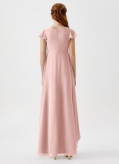 Azazie Breanne Junior Robe Trapèze en Mousseline de soie Rose Poudré image6