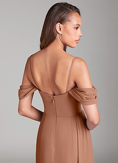 Azazie Amyra Brautjungfernkleider Wandelbar Etui Schulterfrei Chiffon Kleid Bronzer image7