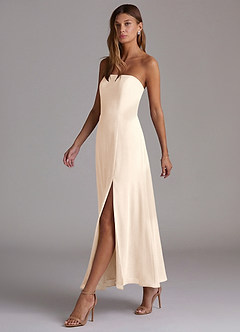 Azazie Wren Bridesmaid Dresses White Alabaster A-Line Strapless Chiffon Dress image3