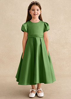 Azazie Princess Flower Girl Dresses Basil A-Line Pleated Matte Satin Dress image5