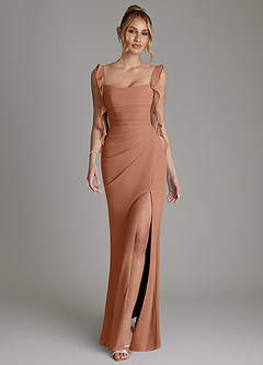 Azazie Jessamine Bridesmaid Dresses Bronzer Mermaid Corset Chiffon Dress image1
