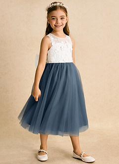 Azazie Lina Flower Girl Dresses Ivory Neptune Ball-Gown Lace Dress image3