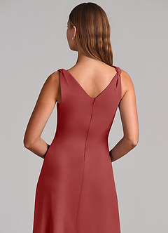 Azazie Nerine Bridesmaid Dresses Rust A-Line Pleated Chiffon Dress image7