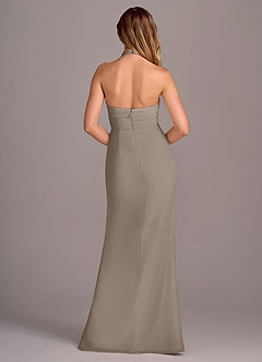 Azazie Jemma Abiti da Damigella Abito Tubino in Chiffon Plissettato Taupe image2