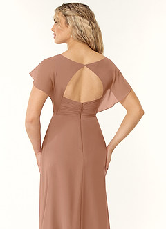Azazie Rylee Robes de demoiselle d'honneur Robe Trapèze en Mousseline de soie Plissée Champagne Rosé image2
