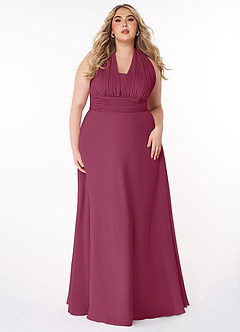 Azazie Fifi Bridesmaid Dresses Mulberry A-Line Strapless Chiffon Convertible Dress image12