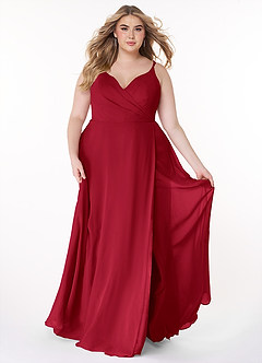 Azazie Lennon Bridesmaid Dresses Scarlet A-Line Lace Chiffon Dress image7