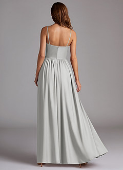 Azazie Calianna Jurken voor bruidsmeisjes Converteerbaar Jurk van Stretch Satijn met A-Lijn Off the Shoulder Zilver image4