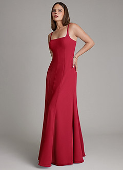 Azazie Nyla Bridesmaid Dresses Scarlet A-Line Square Neckline Chiffon Dress image4