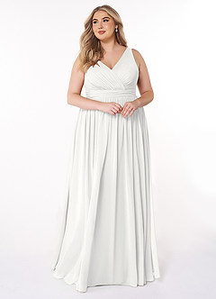 Azazie Kora Bridesmaid Dresses White A-Line Pleated Chiffon Dress image10