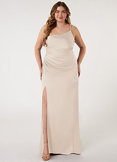 Azazie Eren Brautjungfernkleider Meerjungfrau-Linie One-Shoulder Stretch-Satin Kleid Alabaster Weiß image12
