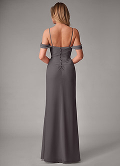 Azazie Haisley Bridesmaid Dresses Steel Grey Sheath Off the Shoulder Chiffon Convertible Dress image7