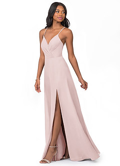 Azazie Everleigh Bridesmaid Dresses Blushing Pink A-Line Sweetheart Pleated Chiffon Dress image6