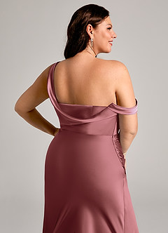 Azazie Madelyn Bridesmaid Dresses Amethyst Mermaid One Shoulder Stretch Satin Convertible Dress image14