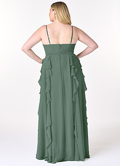Azazie Peyton Bridesmaid Dresses Eucalyptus A-Line Ruched Chiffon Dress image8