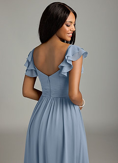 Azazie Anaya Bridesmaid Dresses Dusty Blue A-Line Pleated Chiffon Dress image2