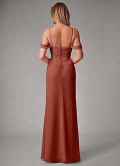 Azazie Haisley Bridesmaid Dresses Auburn Sheath Off the Shoulder Chiffon Convertible Dress image7