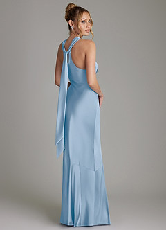 Azazie Reign Bridesmaid Dresses Powder Blue Mermaid Pleated Stretch Satin Dress image7