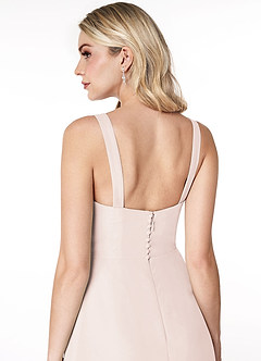 Azazie Jay Bridesmaid Dresses Rose Petal A-Line Square Neckline Side Slit Chiffon Dress image6