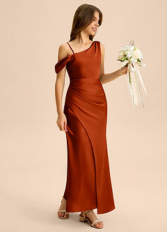 Azazie Madelyn Junior Etui Schulterfrei Stretch-Satin Kleid Paprika image6