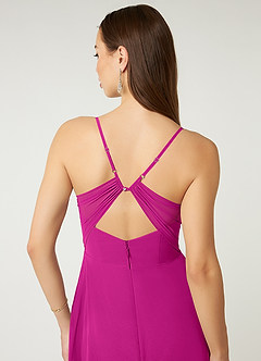 Azazie Minie Bridesmaid Dresses Fuchsia A-Line Bow Chiffon Dress image7