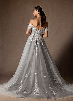 Azazie Rowe Hochzeitskleider Ballkleid Schulterfrei Tüll Kleid Diamantweiß Mokka image2