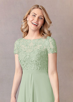 Azazie Mamie Mère de la mariée Robes Robe Trapèze en Mousseline de soie Dentelle Vert Sauge image5