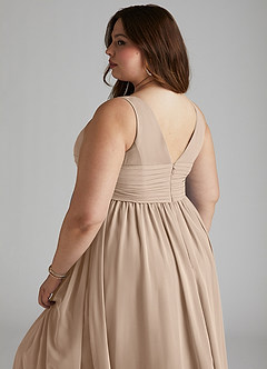 Azazie Yetta Vestidos de dama de honra para maternidade Vestido Linha A Plissado Comprimento do chão Chiffon image12