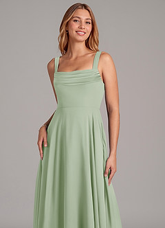Azazie Shaude Bridesmaid Dresses Dusty Sage A-Line Pleated Chiffon Dress image5