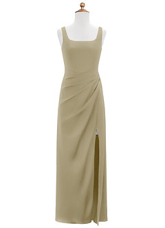 Azazie Mero Junior Vestido de Musgo Verde de Satén Elástico de Sirena con Plisado image6
