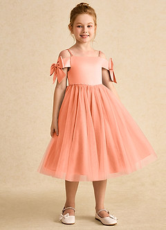Azazie Amie vestidos de niña de las flores Vestido de Atardecer de Satin Mate de Corte En A con Vestidos sin tirantes image5