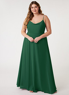 Azazie Daenerys Bridesmaid Dresses Dark Green A-Line Cowl Chiffon Dress image8