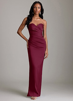 Azazie Sonora Vestidos de damas de honor Vestido de Mora de Satén Elástico de Corte Recto con Sin tirantes image6