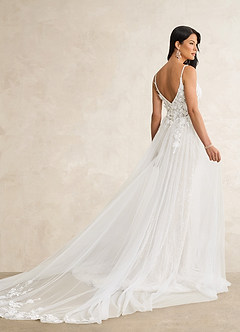 Azazie Avia Robes de mariée Robe Sirène en Dentelle Paillettes Blanc De Diamant image7
