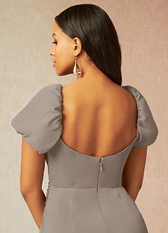 Azazie Tanya Final Sale Taupe Mermaid Pleated Mesh Convertible Dress image7