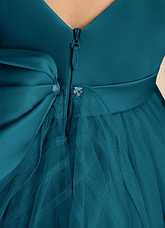 Azazie Pear Flower Girl Dresses Ink Blue Ball-Gown Bow Tulle Dress image7