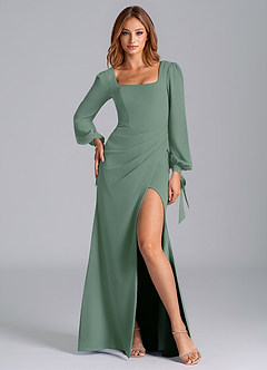 Azazie Mero Bridesmaid Dresses Eucalyptus Mermaid Long Sleeve Chiffon Dress image1