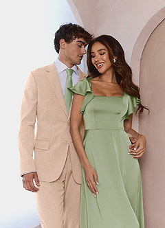 front Savile Tan Wool Blend 3-Piece Suit
