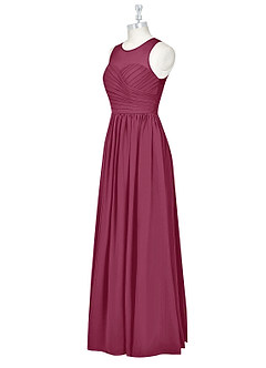 Azazie Nina Bridesmaid Dresses Mulberry A-Line Pleated Chiffon Dress image8