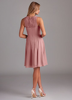 Azazie Vina Bridesmaid Dresses Dusty Rose A-Line Lace Chiffon Dress image2
